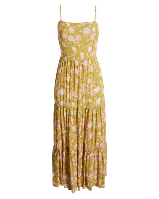 Billabong Yellow Riviera Romance Floral Maxi Dress