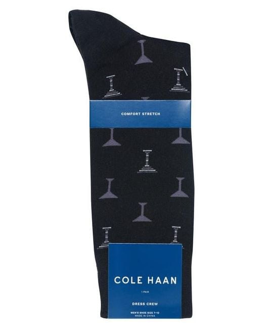 Cole Haan Black Martini Glass Dress Socks for men