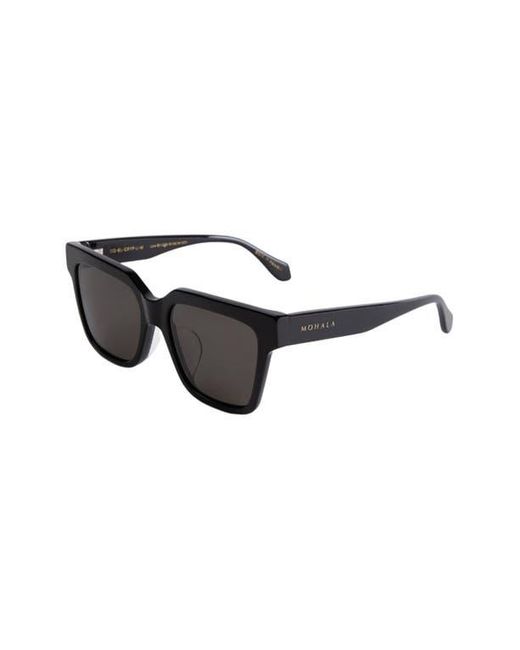 Mohala Eyewear Black Hana 55Mm Medium Bridge Wide Width Polarized Square Sunglasses