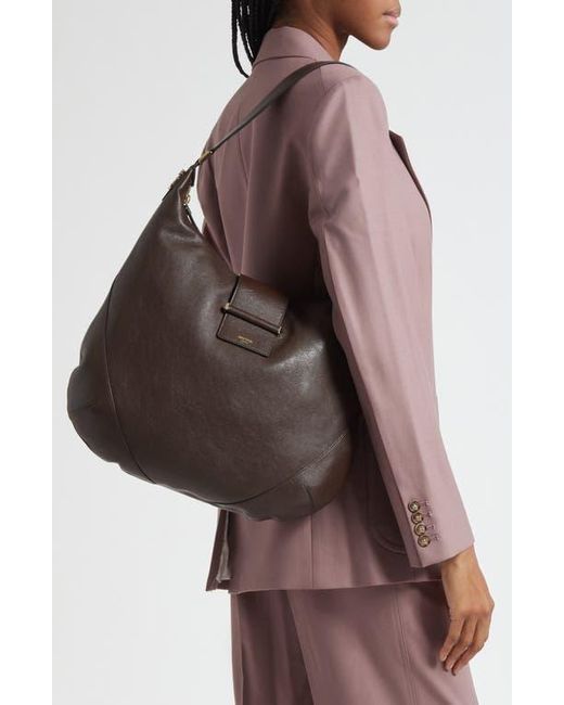 Jimmy Choo Brown Bar Medium Leather Hobo Shoulder Bag