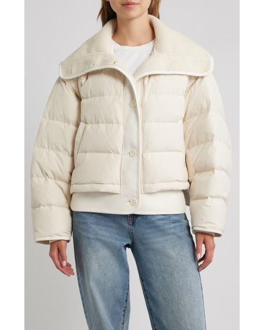 Rag & Bone Natural Gloria Faux Leather & Faux Shearling Down &Feather Fill Jacket