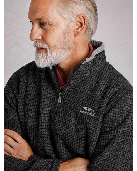 Weird Fish Black Newark 1/4 Zip Grid Fleece for men