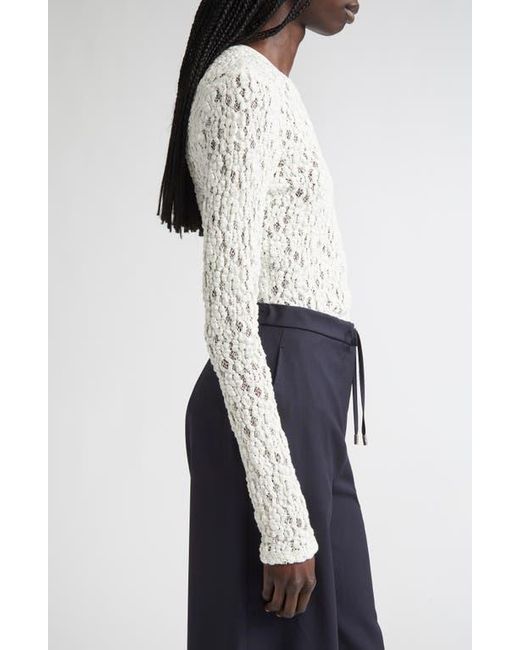 Max Mara White Gennaio Textured Lace Top