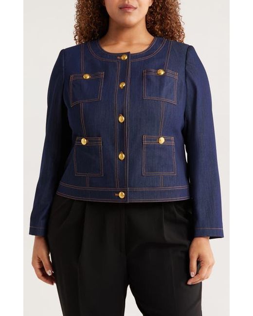 Tahari Blue Crop Jacket