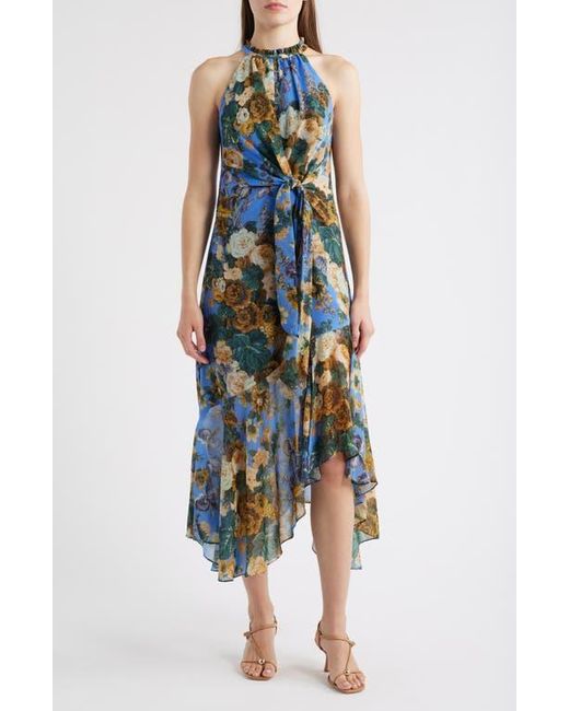 Kobi Halperin Blue Emery Tie Waist High-Low Dress