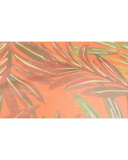 Karen Kane Orange Palm Print Mesh Top