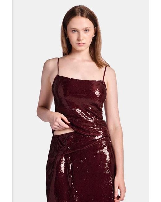 Kate Barton Red Sequin Column Tank