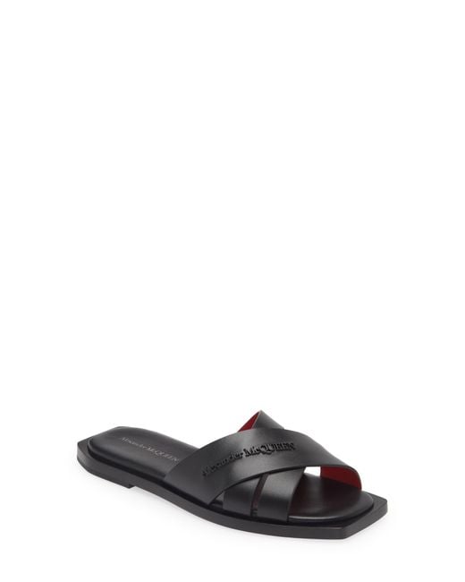 Alexander McQueen White Slash Slide Sandal for men