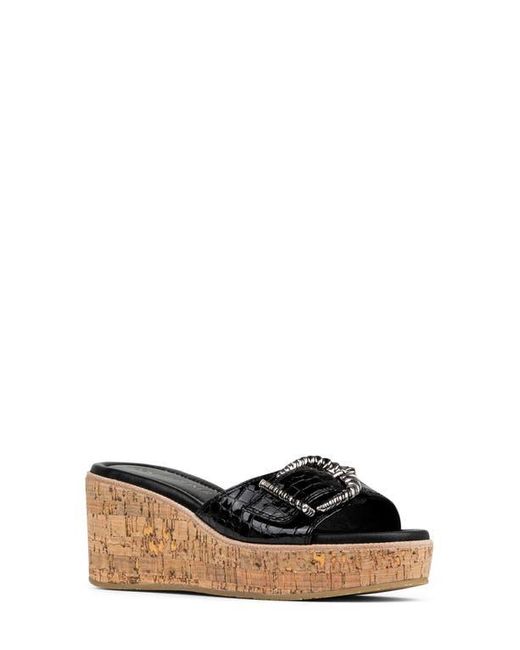Donald J Pliner Black Alfee Platform Wedge Slide Sandal