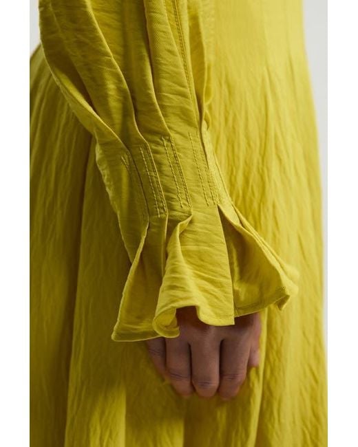 karen millen yellow pleated dress Yellow KarenMillen Soft Tailored High Neck Pleated Midi Dress
