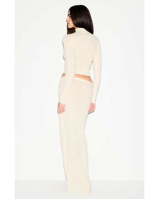 Skims Natural Featherweight Cashmere Long Sleeve Turtleneck Top