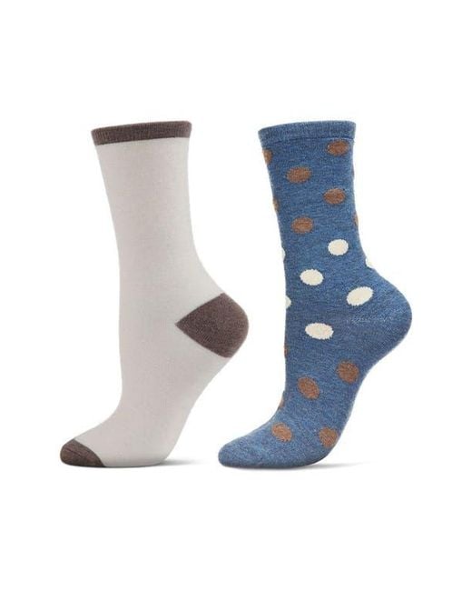 Memoi Blue Assorted 2-Pack Crew Socks