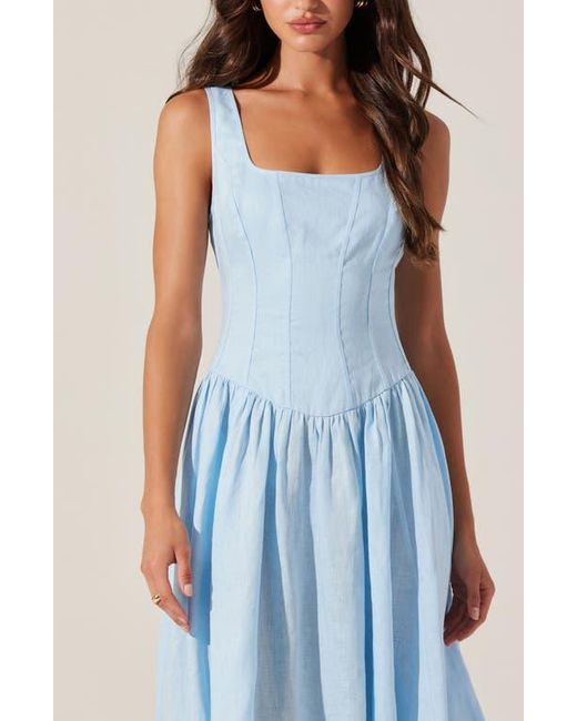 Astr Blue Thierry Sleeveless Midi Dress