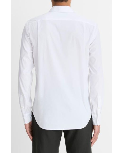 Vince White Stretch Cotton Blend Button-Up Shirt for men