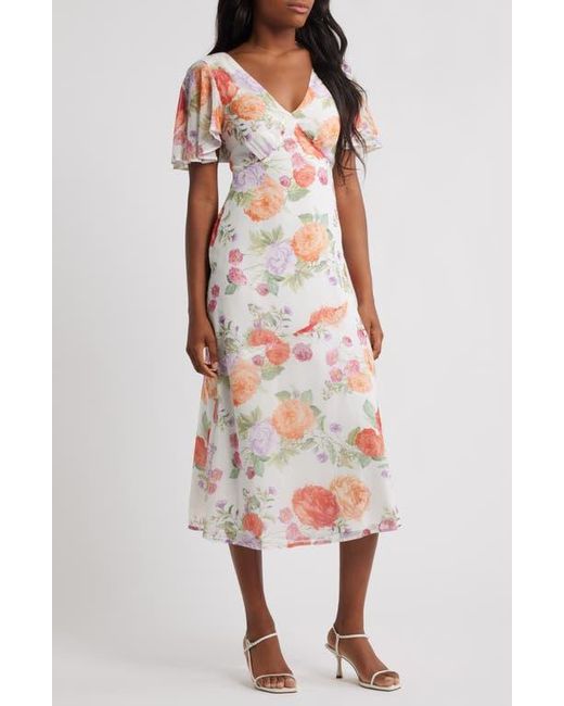 Lipsy White Flutter Sleeve Maxi Dress