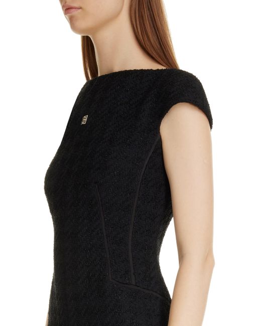 Givenchy Black 4g Logo Cap Sleeve Tweed Minidress