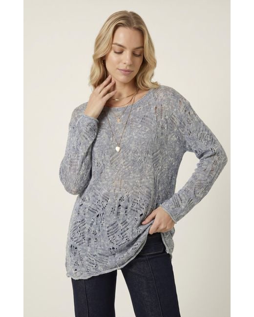 Modenaire Gray Open Knit Pullover Sweater