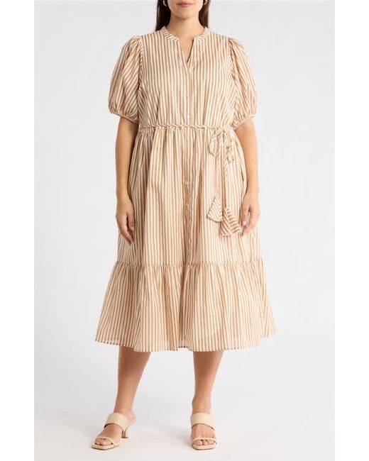Sugarlips Women's Natural Dream State Beth Cotton Button-Up Midi Dress