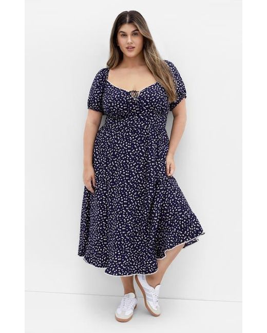 City Chic Blue Dress Sky Floral Midi Dress