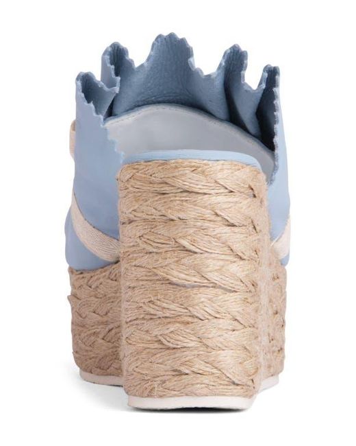 Beautiisoles Blue Noelle Espadrille Platform Wedge Slide Sandal