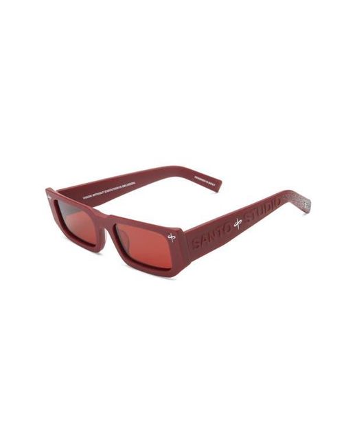 Saint Studio Red Palermo Polarized Rectangular Sunglasses for men