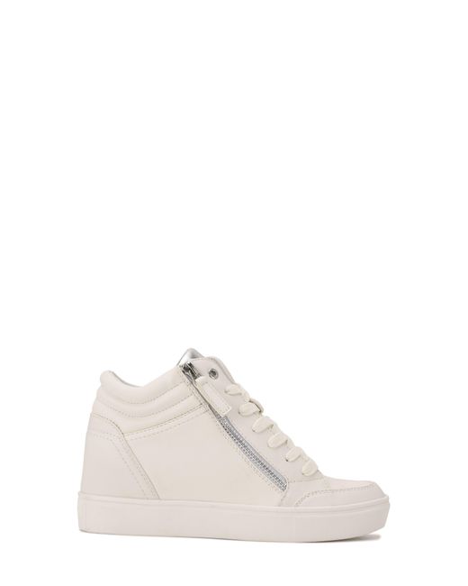 Nine West White Tons Lace-up Wedge Sneaker