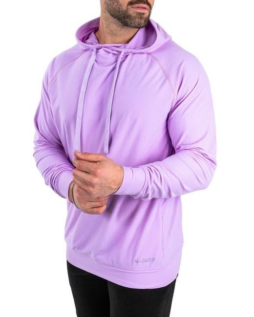 Maceoo Purple Solid Cotton Hoodie for men
