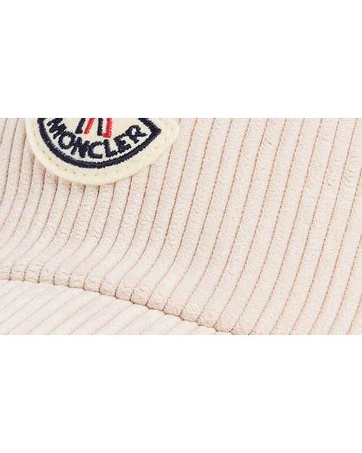 Moncler Natural Logo Patch Corduroy Baseball Cap