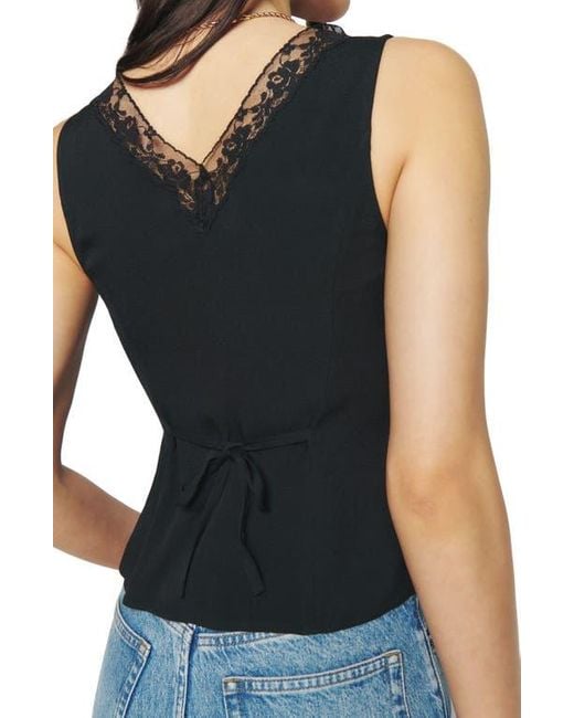 Reformation Blue Cristina Floral Sleeveless Blouse