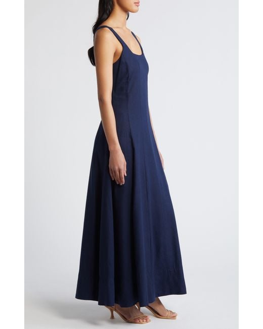 Halogen® Blue Halogen(r) Linen Blend Maxi Dress