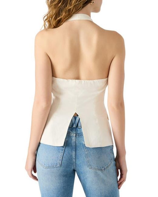 Steve Madden Blue Brielle Linen Blend Halter Vest