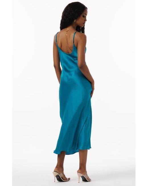 Siksilk Blue Mulberry Silk Spaghetti Strap Long Nightgown