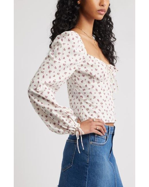 BP. White Long Sleeve Corset Cotton Crop Top