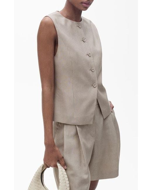 Mango Natural Vivian Stripe Suit Vest