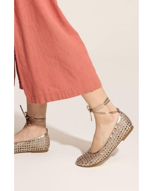 Yosi Samra Metallic Sadie Ankle Wrap Flat