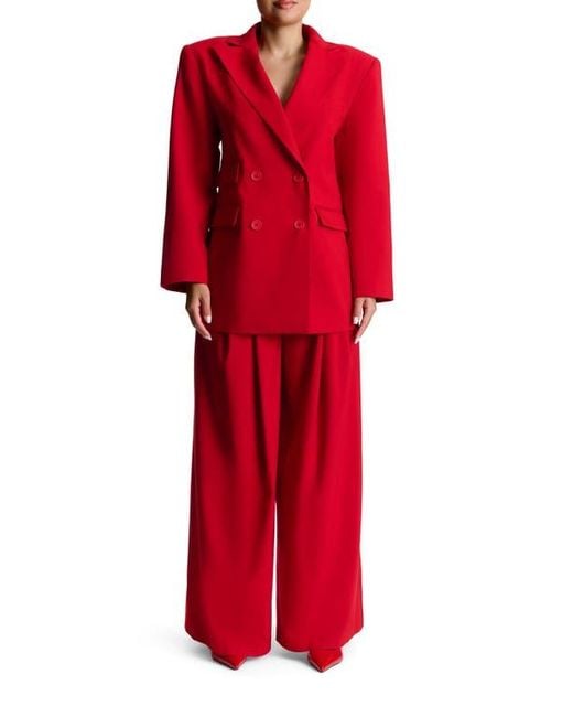 Naked Wardrobe Red Oversize Long Sleeve Blazer Dress