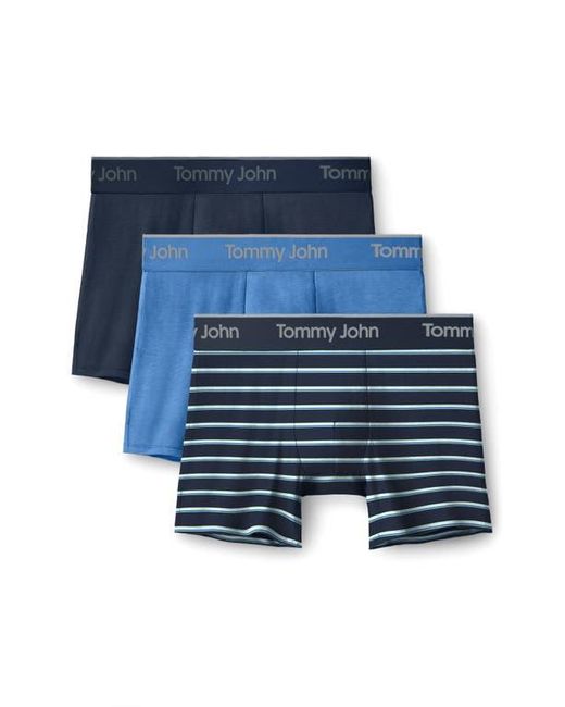 Tommy John Blue Assorted 3-Pack Second Skin 4-Inch Stretch Modal Boxer Briefs for men