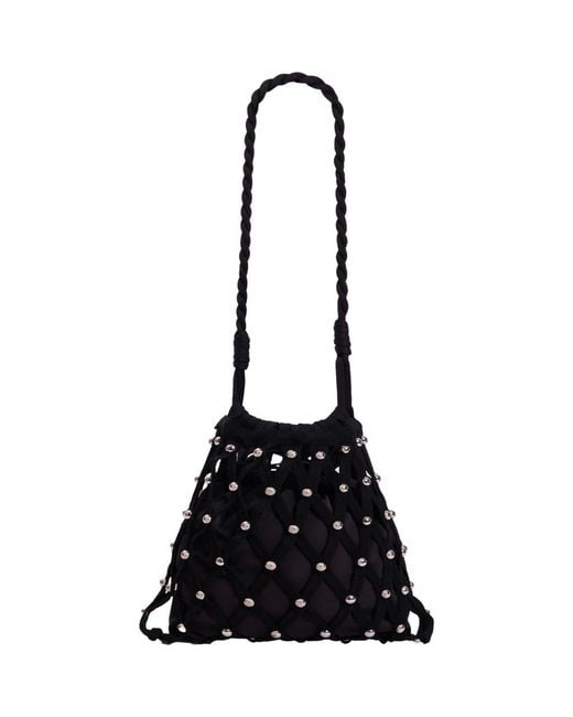Sandro Black Studded Net Mesh Bag