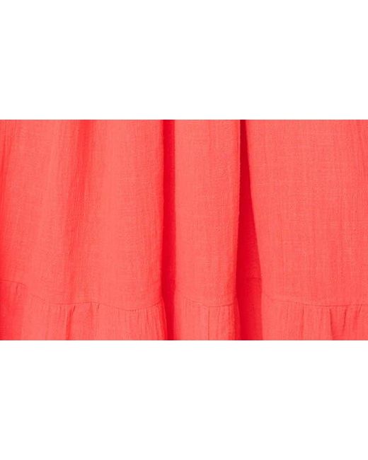 Gibsonlook Red Flutter Sleeve Cotton Gauze Maxi Dress