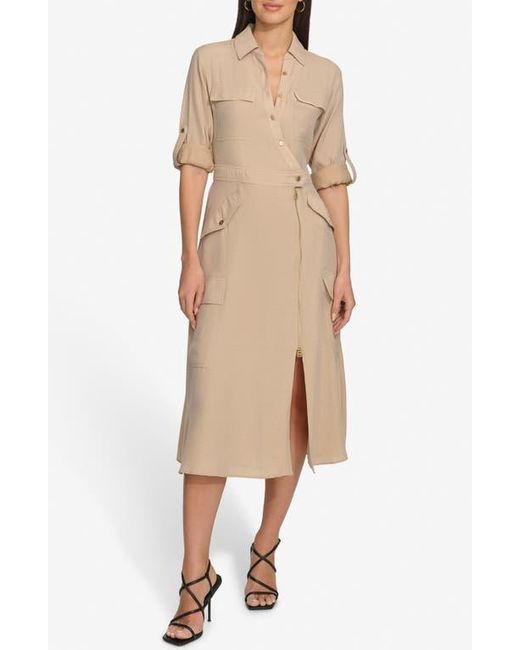 sachin and babi light blue dress Blush Coast Long Sleeve Chiffon Pleated Wrap Midi Dress