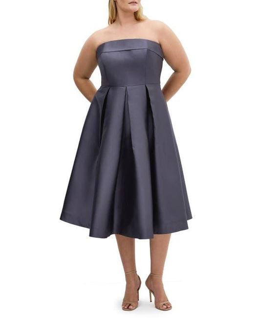 City Chic Blue Tiffany Strapless Fit & Flare Dress