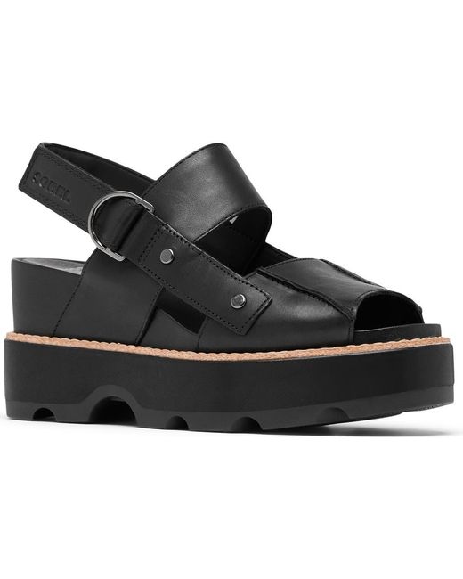 Sorel Black Joanie Iv Platform Wedge Sandal