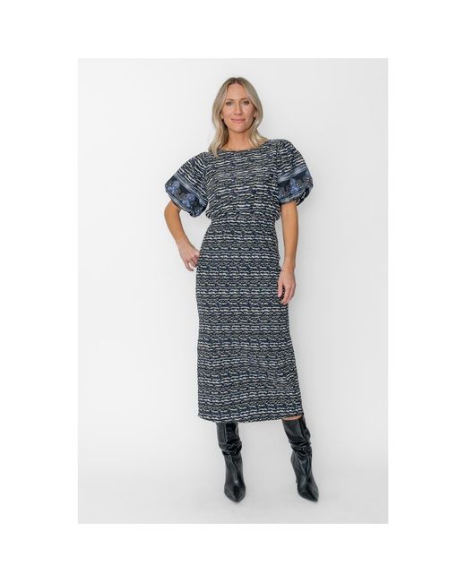 womens grey midi dress Women Solid Grey Scoop Neck Acrylic Thigh-High Slit Straight Hem Knitted  Midi Sweater Dress