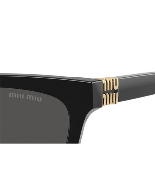 Miu Miu Black 55Mm Rectangular Sunglasses