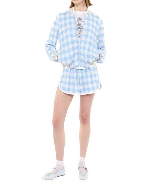 Anna Sui Blue Gingham Terry Shorts