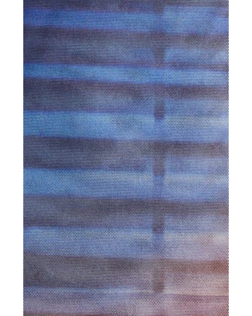 Jean Paul Gaultier Blue Air Print Mesh Body-Con Dress