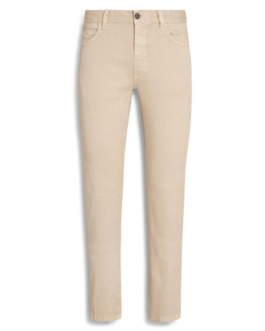 Zegna Natural Roccia Linen & Cotton Stretch Twill Slim Fit Jeans for men