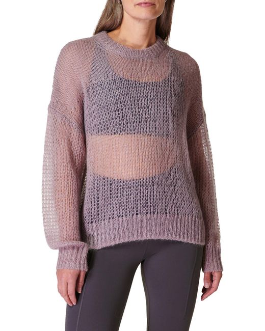 Sweaty Betty Purple Open Knit Sweater