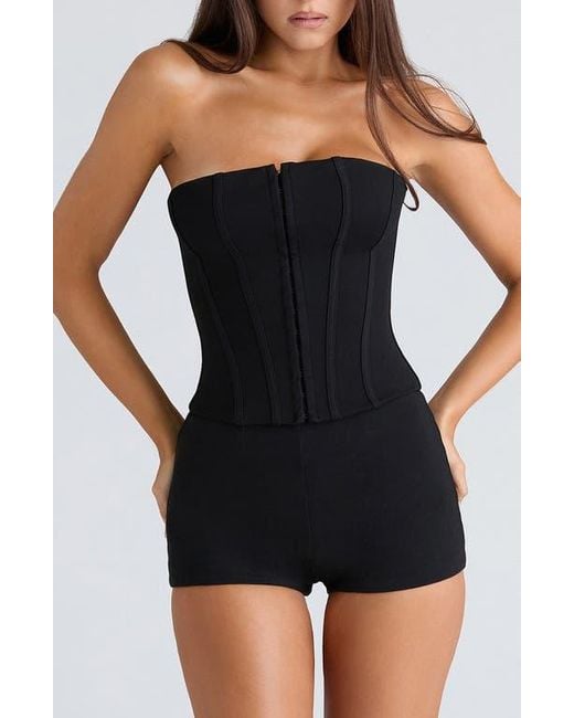 House Of Cb Black The Strapless Ponte Corset