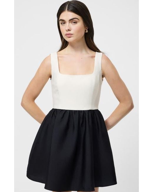 French Connection Colorblock Fit & Flare Minidress in Black | Lyst
